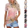 Женская модная повседневная рубашка с отворотом и коротким рукавом с принтом, женские топы на пуговицах