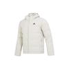Solid Color Logo Print Hooded Down Jacket Men Outerwear White HG4886