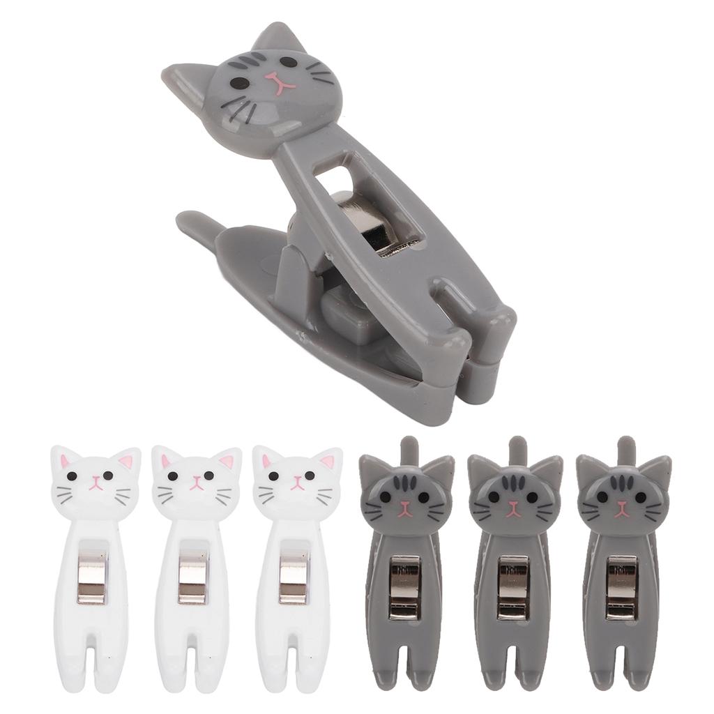 6 шт. зажимов для кошачьих закусок, противоскользящие полоски, ручка, металлическая пружина, прочный захват, зажим для еды, сумки, закуски, для одежды