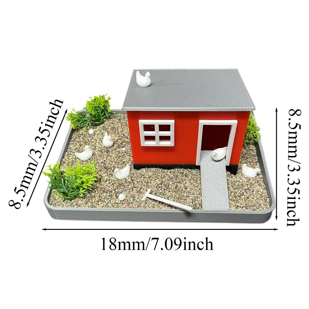 Desktop Chicken Zen Garden Sand Tray With House Desk Ornament Decorative Meditation Sand Tray Funny Sand Garden Decoration