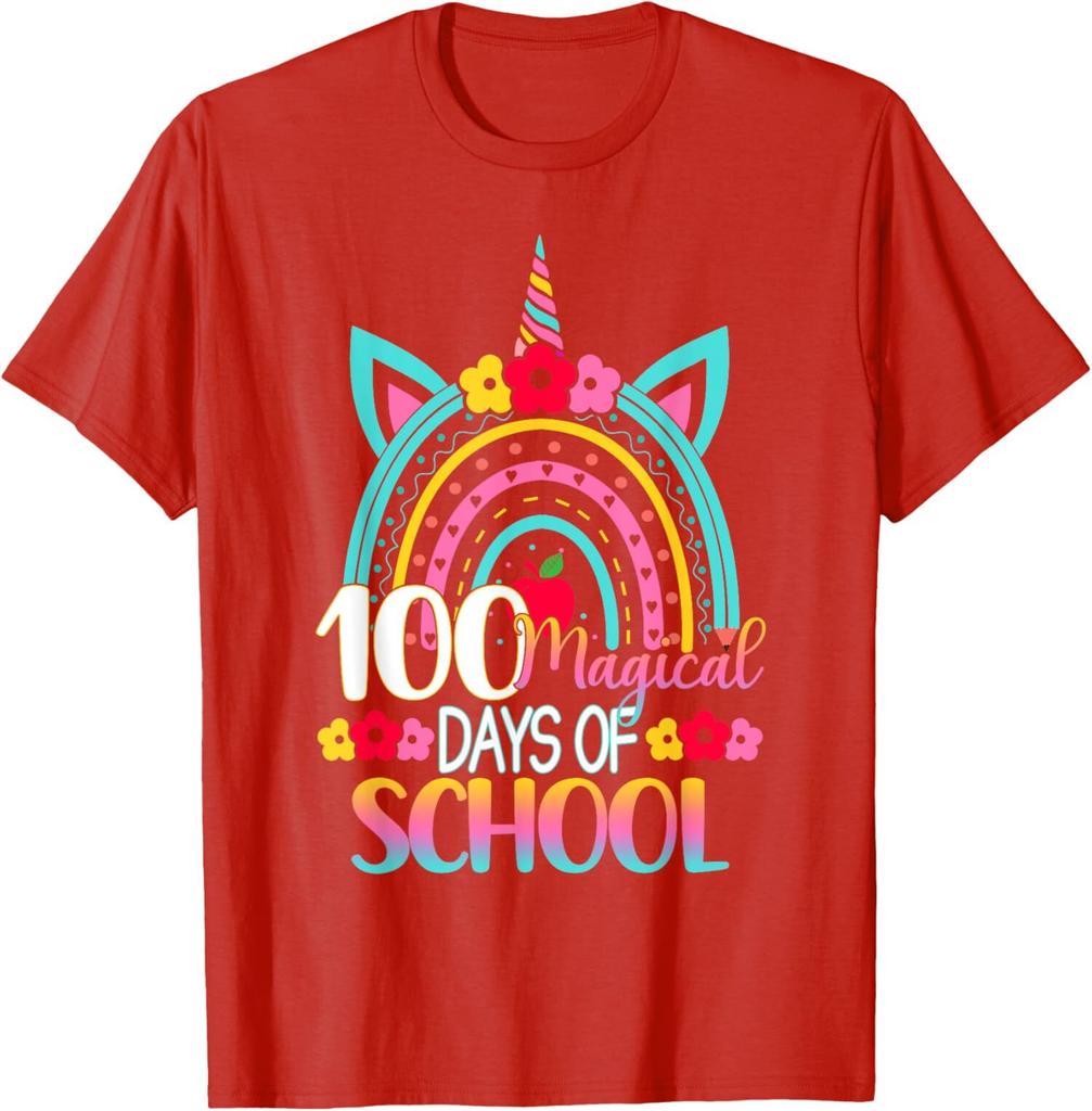 100 Days Smarter Rainbow Unicorn Day Of School Colors Unisex T-Shirt