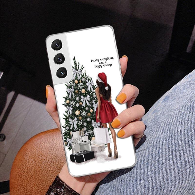 Christmas Girls Tree Gift Phone Case For Samsung Galaxy S24 S25 Edge S26 Ultra S23 S22 S21 Plus S20 FE + Personalized Print Cove