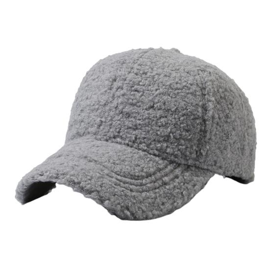 Women Winter Baseball Hat Lambswool Solid Color Long Brim Thermal Insulation Decorative Outdoor