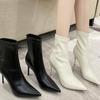 Fashion Autumn Winter Pointed Toe Women Ankle Boots 2025 New Fashion Zipper Shoes Thin High Heel Women's Morder Short Booties D219