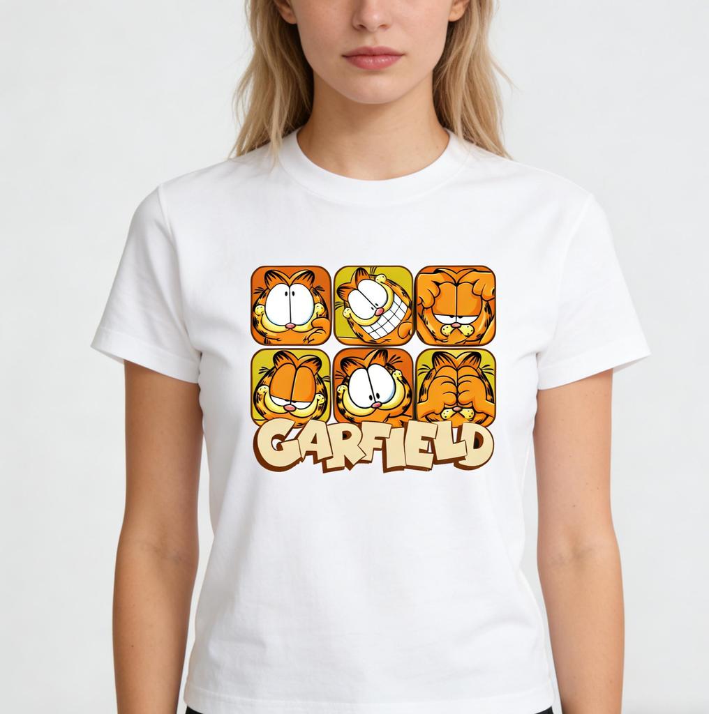Garfield Модная футболка с мемом! Американская ретро свободная футболка с коротким рукавом, унисекс, оверсайз, парная футболка
