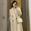 Женское зимнее пальто, двубортное, с отложным воротником, длинными рукавами, на пуговицах, свободный кардиган, шерстяное пальто средней длины для активного отдыха