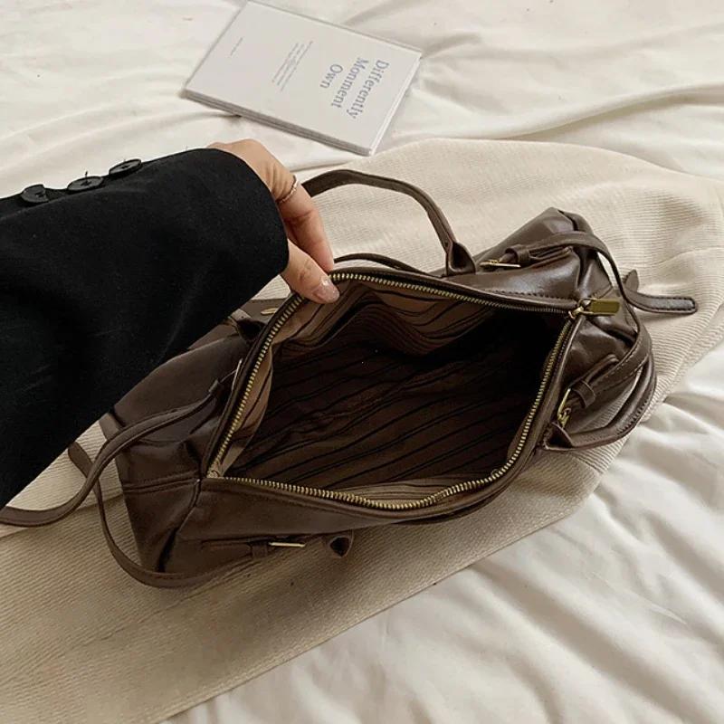 Buckle Decoration Fashion PU Shoulder Bag Solid Large Capacity All-match Handbags Purse   Bag for Women Bolsa Mujer