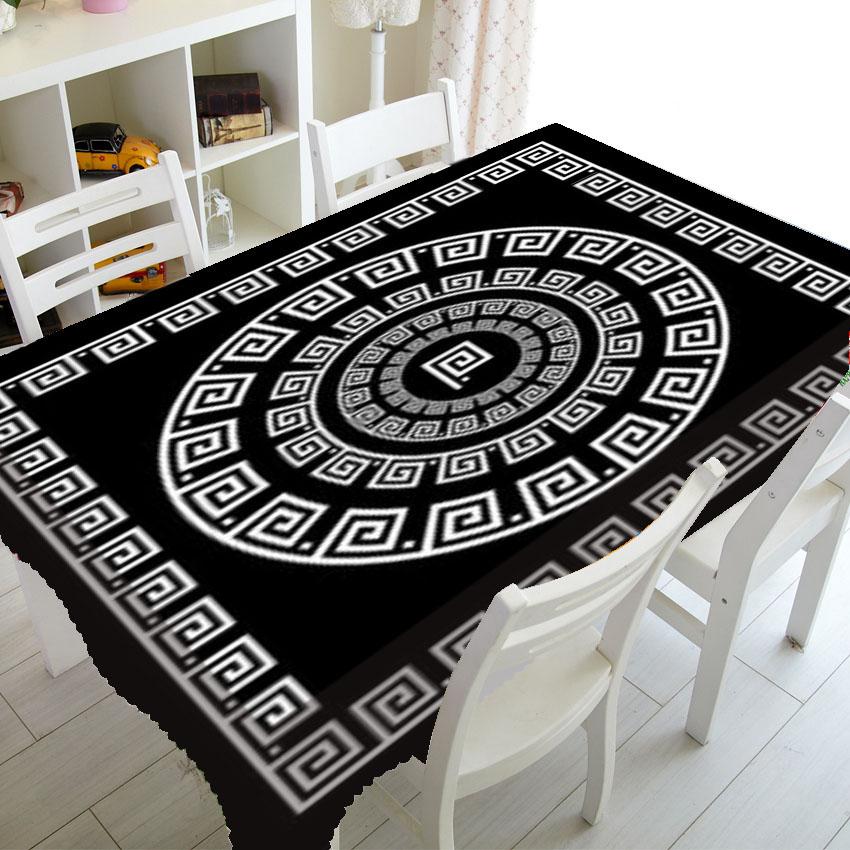 Черно-белая скатерть с овальным узором, домашний обеденный стол, декор для журнального столика, прямоугольная водонепроницаемая скатерть для пикника