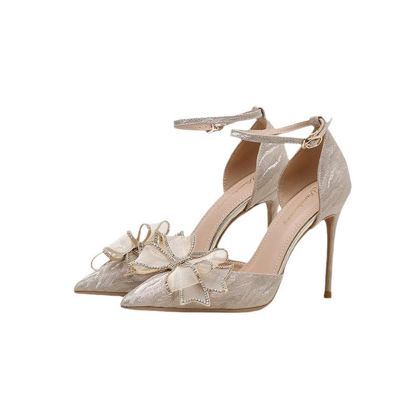 Свадебные туфли с кристаллами, основные свадебные туфли, которые можно носить ежедневно, шпильки, 2025, новое платье, серебристые туфли на высоком каблуке, женская весна