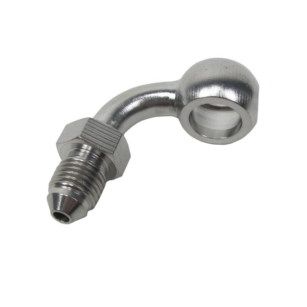 Stainless Steel 3/8" 10mm AN3 90 Degree Banjo Brake Line Adaptor Fitting For Harley Touring Road King FLHX FLHT Sportster