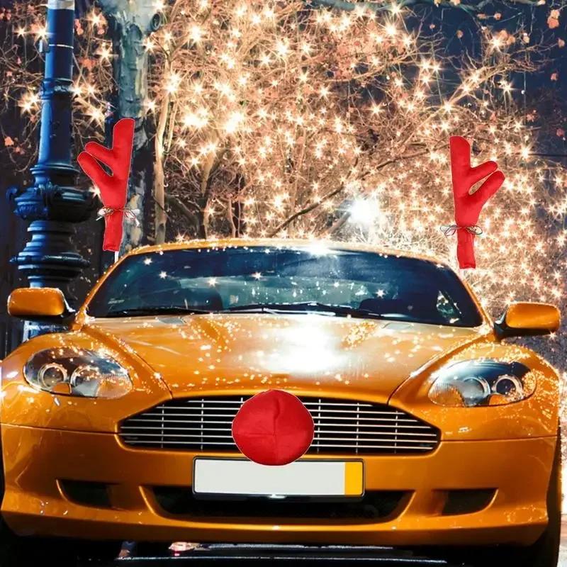 Украшение в виде оленя, рога лося, автомобиль, нос, рог, костюм, декоративный набор, рождественские оленьи рога Рудольфа, красные носовые украшения 1 шт.