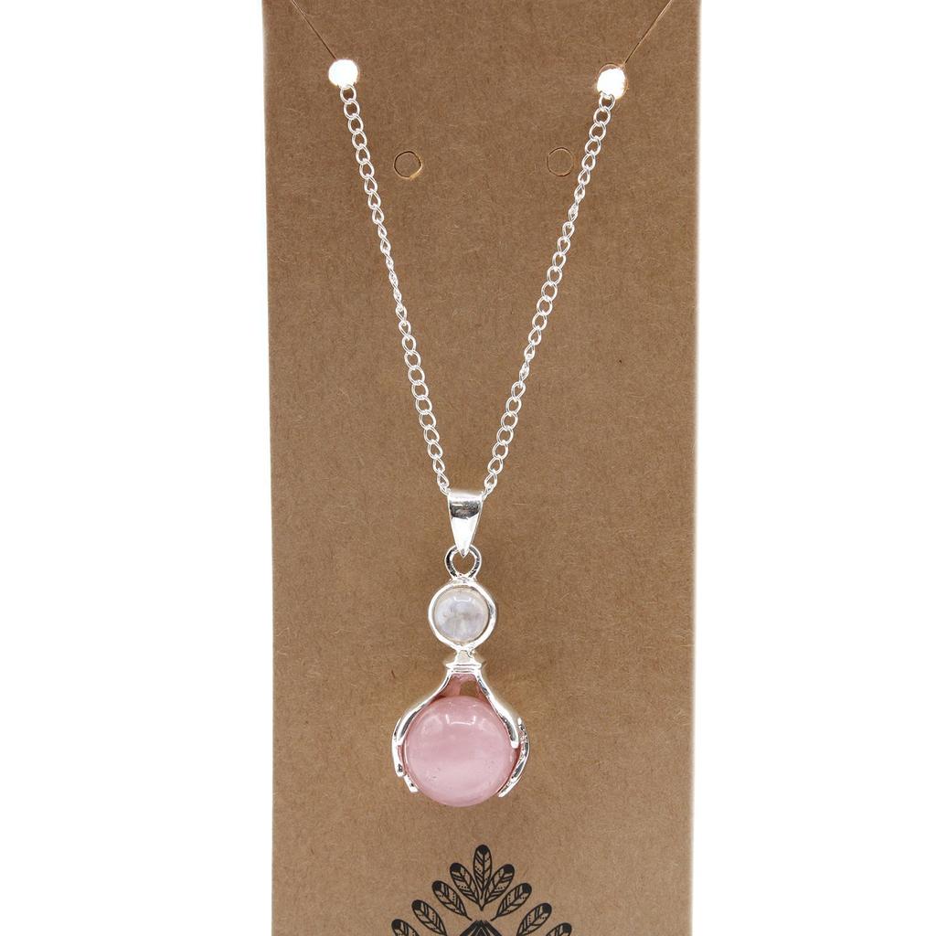 Rose Quartz Crystal Pendant Hands Design