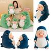 Милая плюшевая игрушка-подушка в виде свиньи-динозавра и акулы для детей, девочек, большая кукла-мягкая игрушка в подарок
