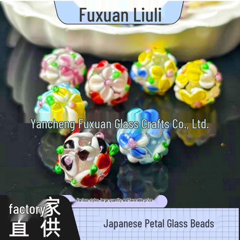 Handmade Two-Color Fired Hydrangea Glass Beads for DIY Jewelry