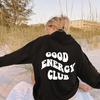 Good Energy Club женские толстовки с капюшоном Preppy Trendy Tumblr Pocket Hoodie Fashion Casual Jumper