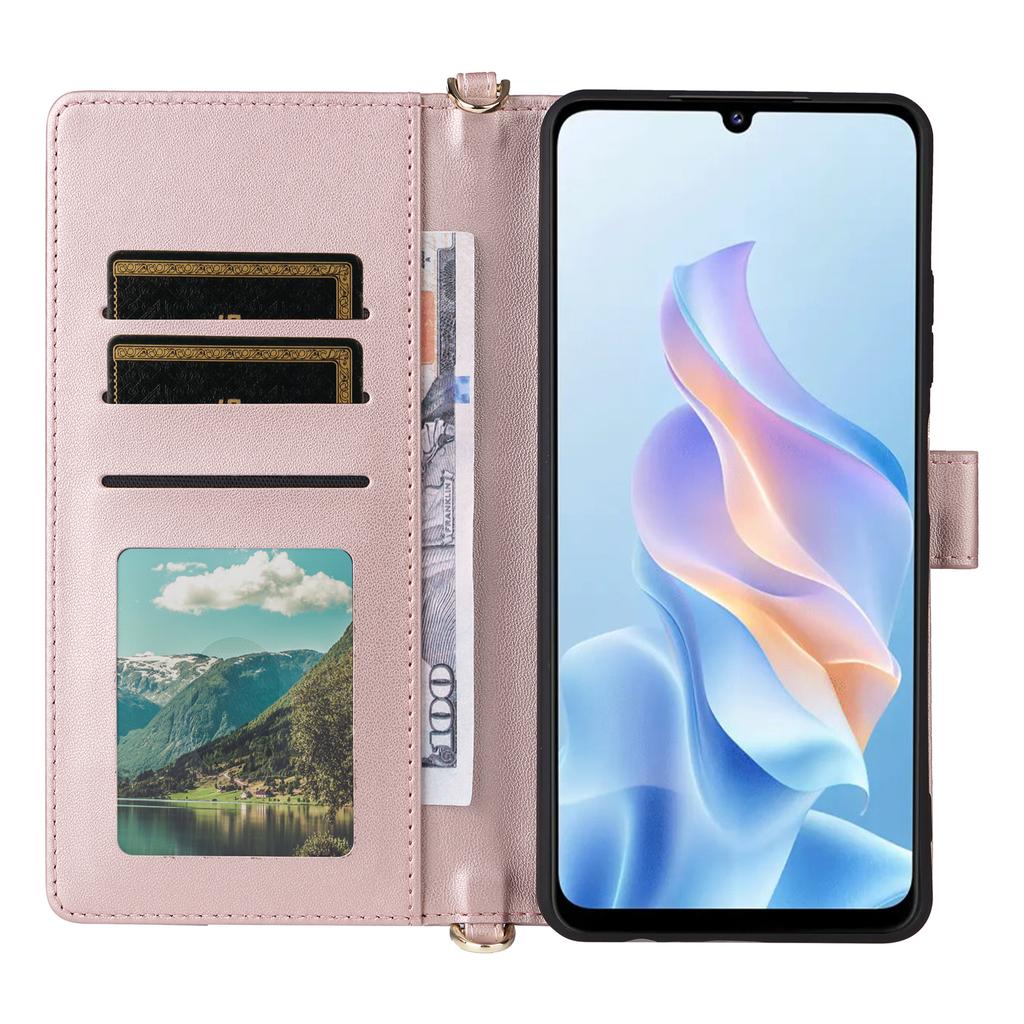 For ZTE Blade A76 5G Case with Shoulder/Wrist Strap Leather Phone Cover Stand Wallet