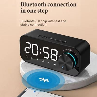 Высокая громкость Bluetooth-динамик Маленький размер Портативный дизайн Светодиодный будильник Супербас Беспроводное подключение Мини-будильник