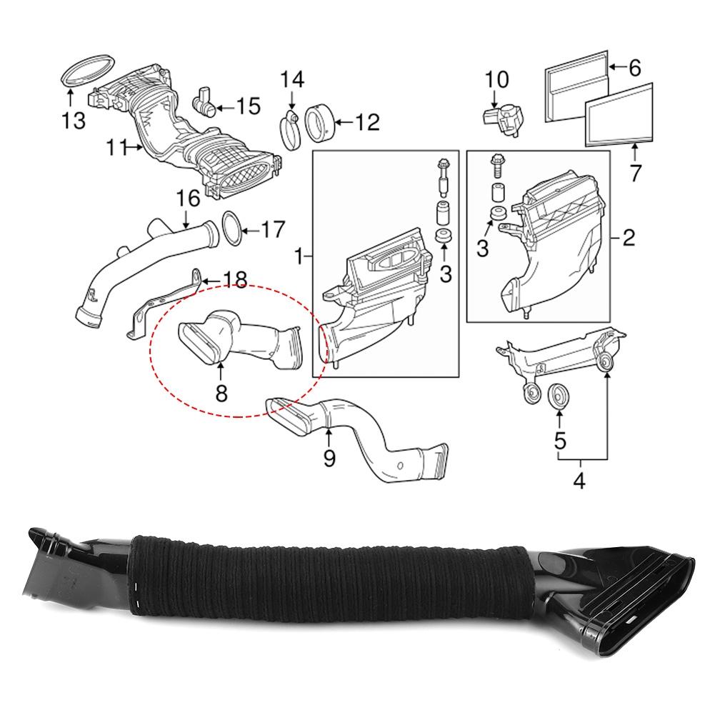 Автомобильный воздухоочиститель Патрубок воздухозаборника 642094879 6420948897 Подходит для Mercedes Benz X166 GL350 2012 2016(Правильно )