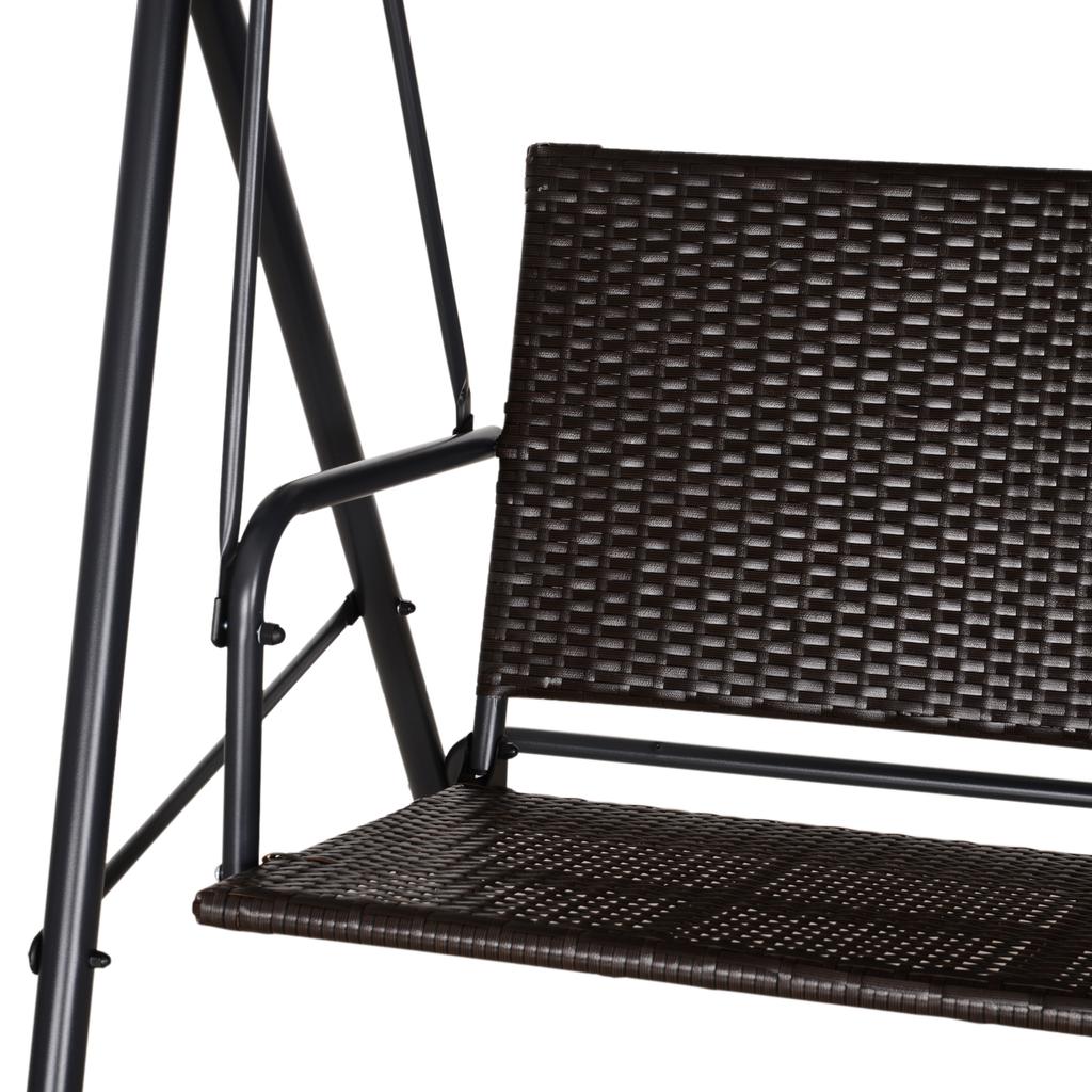 2-Seater Garden Swing with Adjustable Canopy, 140x110x151 cm, Brown and Grey