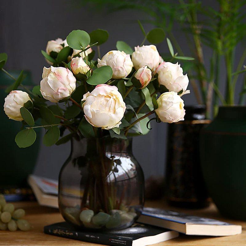 2 букета, винтажные пионы с длинным стеблем, шелковые цветы для свадебного украшения, букет невесты, цветы, поделки, цветочная композиция