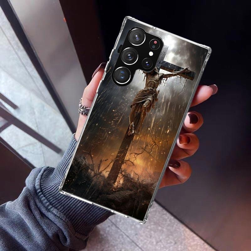 Christian Cross Design Phone Case For Samsung Galaxy S26 S25 Edge S24 S23 Ultra S22 Plus S21 S20 FE Soft TPU Back Cover Funda Ga