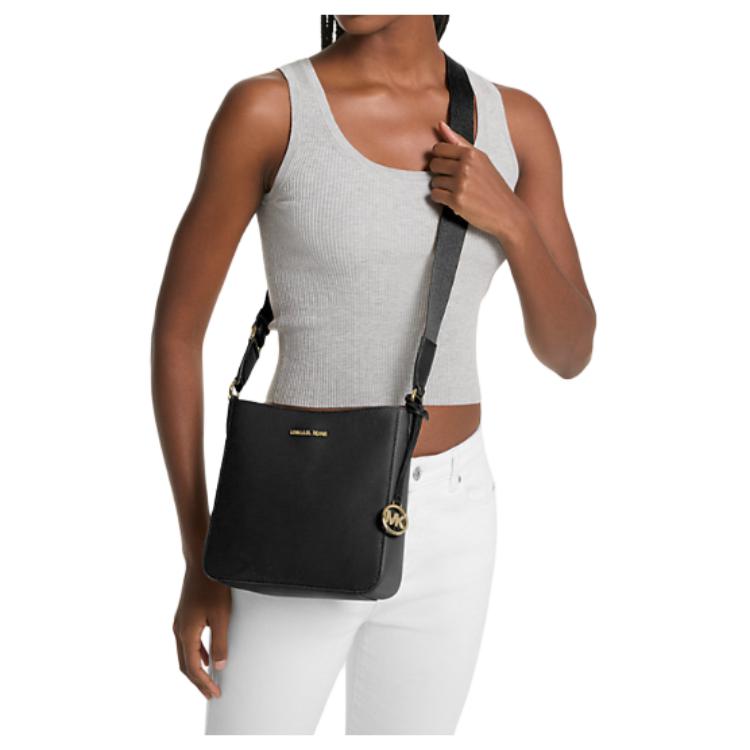Michael Kors MK Jet Set Travel Сумка-кроссбоди маленькая из покрытого канваса с золотой фурнитурой Женские сумки Черный 35S4GTVC5L-BLACK