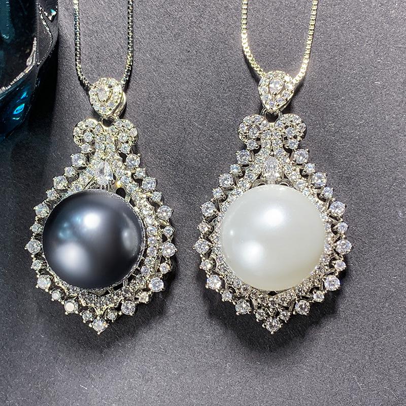 Ювелирные изделия Медное основание Позолоченная Эмаль Жемчуг Корейская версия Креативный кулон-подвеска с бриллиантами 16 мм