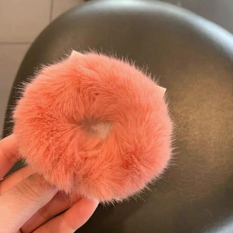 Girls Mink Fur Ponytail Holder Elastic Plush Hair Ring Faux Rabbit Fur Scrunchies Hair Rope Elastic