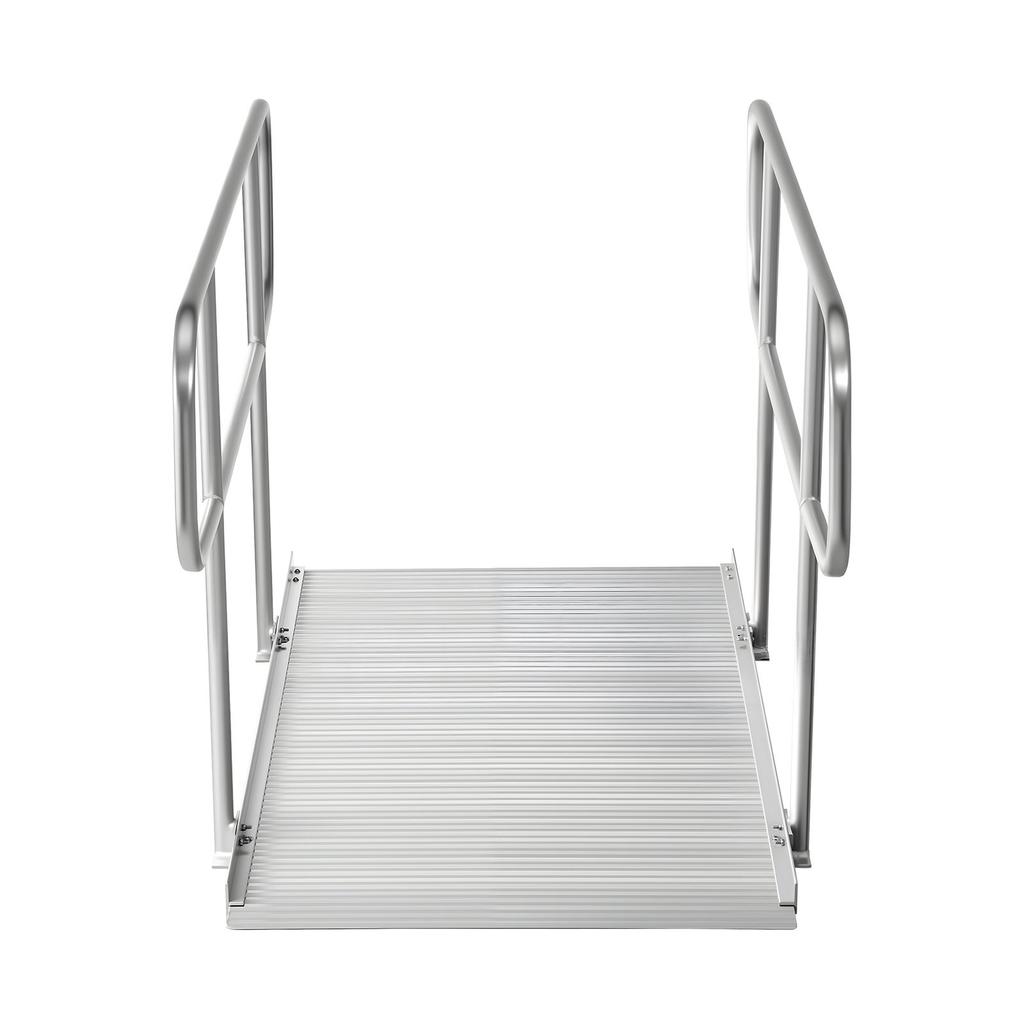 Wheelchair Ramp with Handrails, 1806 x 830 mm, Heavy Duty Wide Aluminum Wheelchair Ramp with Adjustable Legs, 453.6 kg Capacity, Portable Threshold