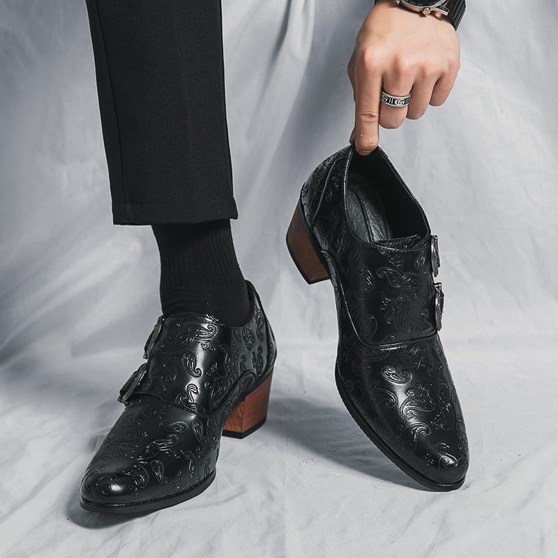Новые мужские ботинки большого размера на высоком каблуке, увеличивающие рост, с острым носком, свадебная обувь, модные облегающие обувь для ног, дышащие, повседневные, трендовые кожаные ботинки
