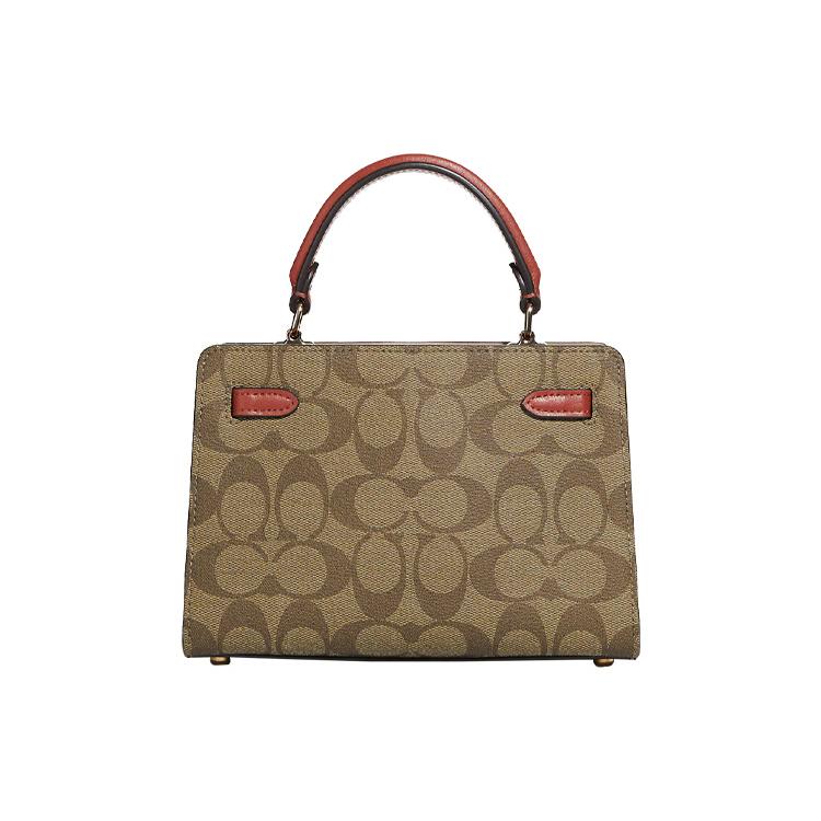 New COACH Lane Canvas With Leather Handbag Shoulder Bag Crossbody Bag Women's Khaki & White C8318-IMLOT