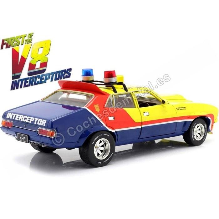 1:18 БЕЗУМНЫЙ МАКС Первый из V8-Перехватчиков 1974 Ford Falcon XB M.F.P. желтый (приблизительно. Ш250мм)