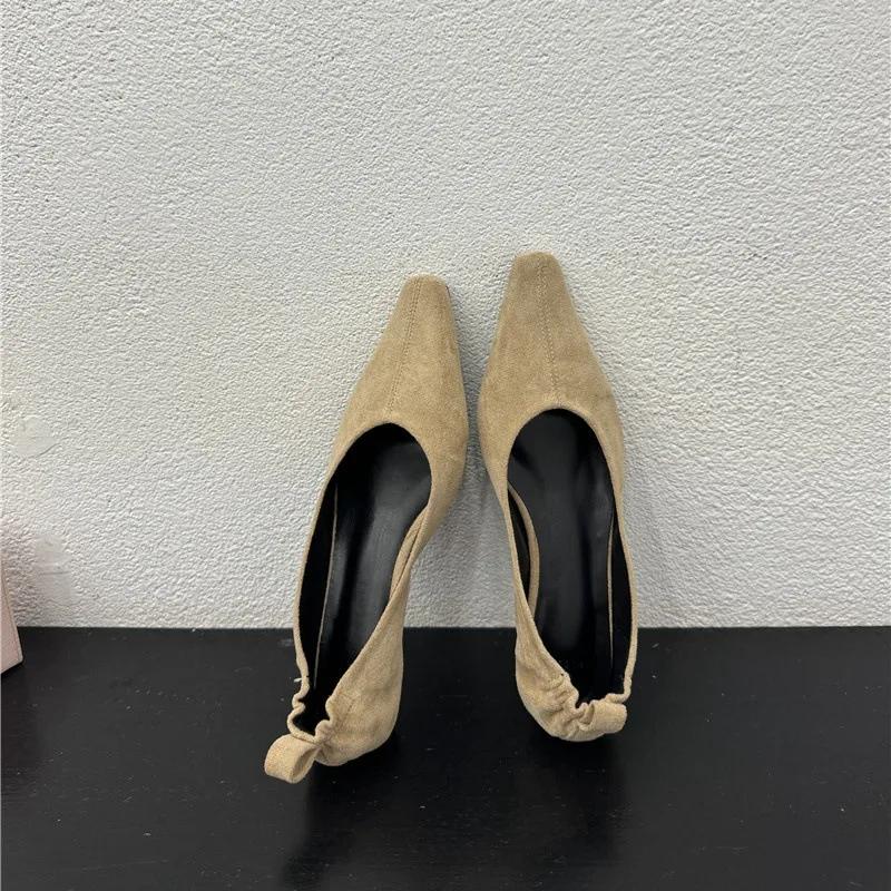 Замшевые женские туфли на низком каблуке с мягкой подошвой, удобная заостренная плоская подошва, одинарный ботинок, эластичные туфли с маленьким квадратным носком