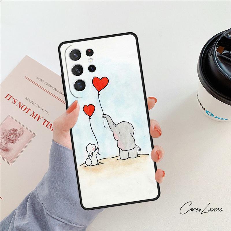 Cute Baby Elephant phone case For Samsung Galaxy S24 S25 S23 S22 Ultra Note 10 20 Plus S20 S21 FE Cover