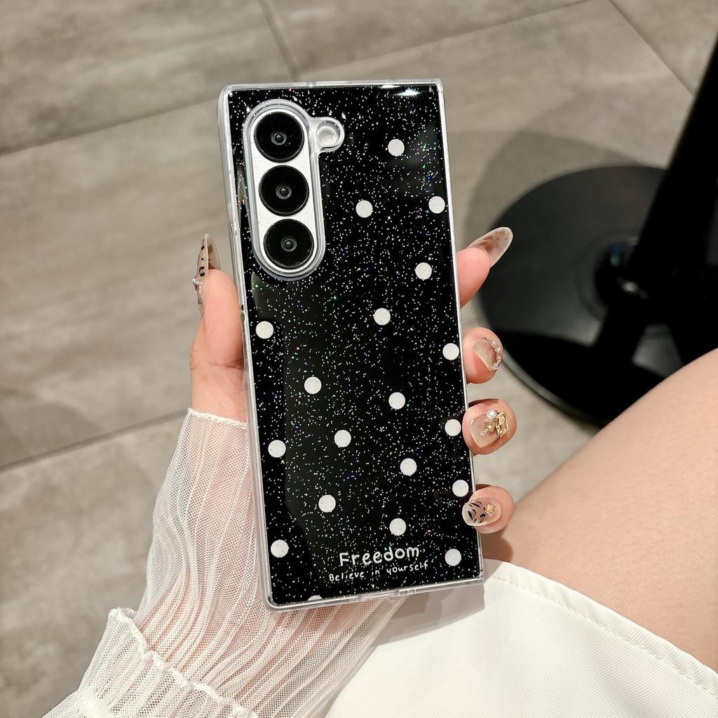 Применимо к Samsung zfold7 чехол для мобильного телефона с бантом, защитой от падения zfold6 с блестками в горошек zfold5 с подставкой, защитный чехол