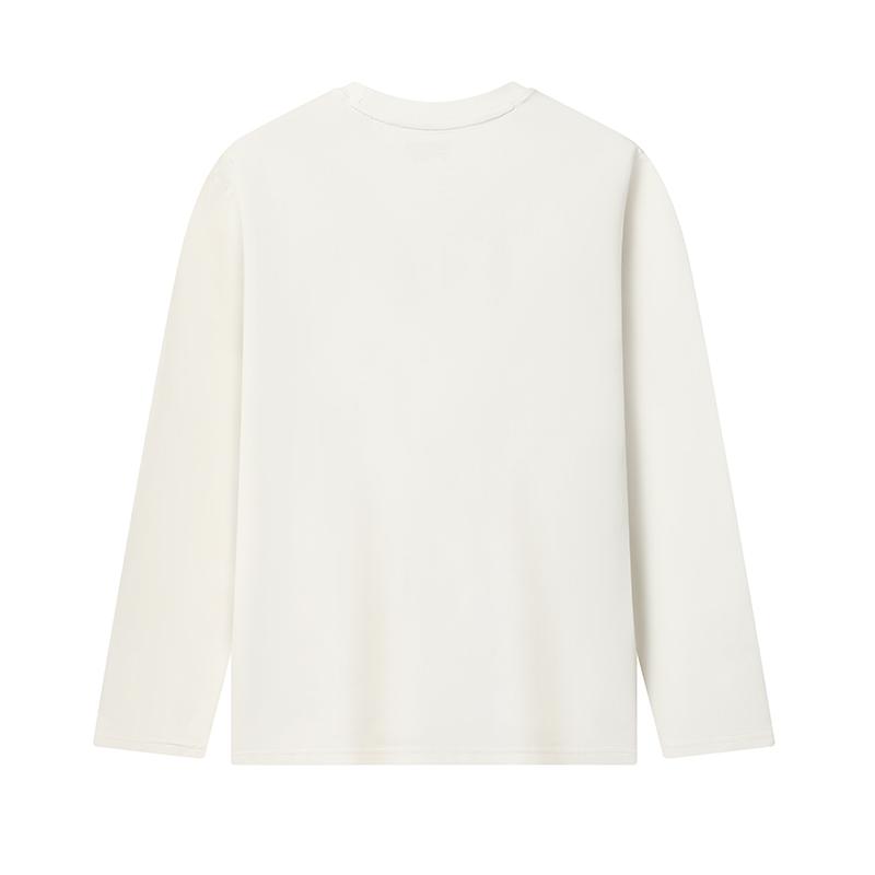 Fila Белая Минималистичная Однотонная Модная Классическая Повседневная Универсальная Удобная Вязаная Футболка с Длинным Рукавом Мужские Топы F11M543219FWT