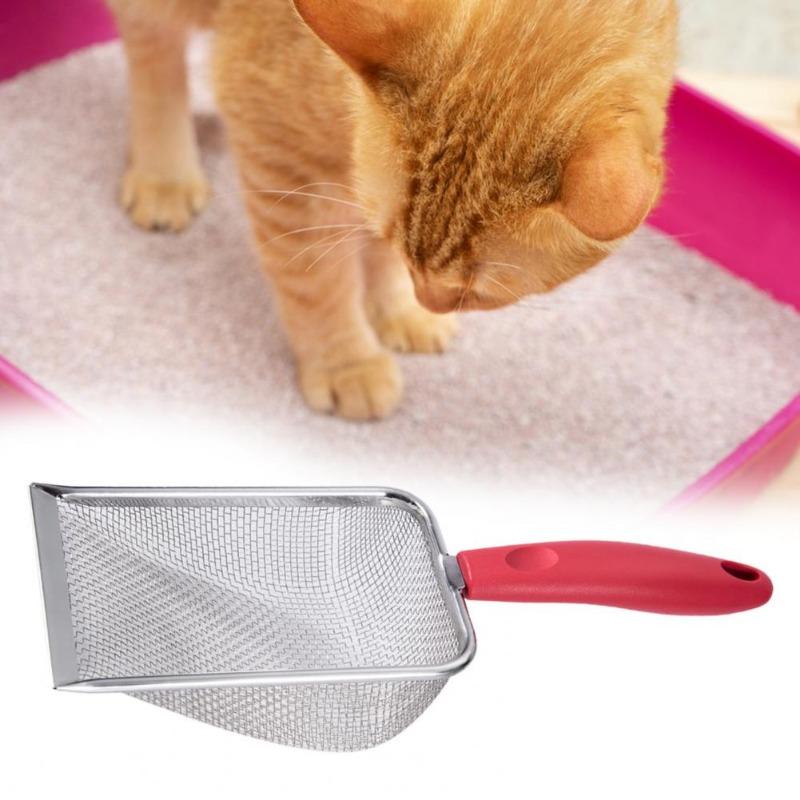 Лопата для кошачьего туалета из нержавеющей стали, лопата для песка для рептилий, очистка фекалий, мелкоячеистое сито для постельных принадлежностей, лопата для кошачьего туалета, чистящие средства для кошек