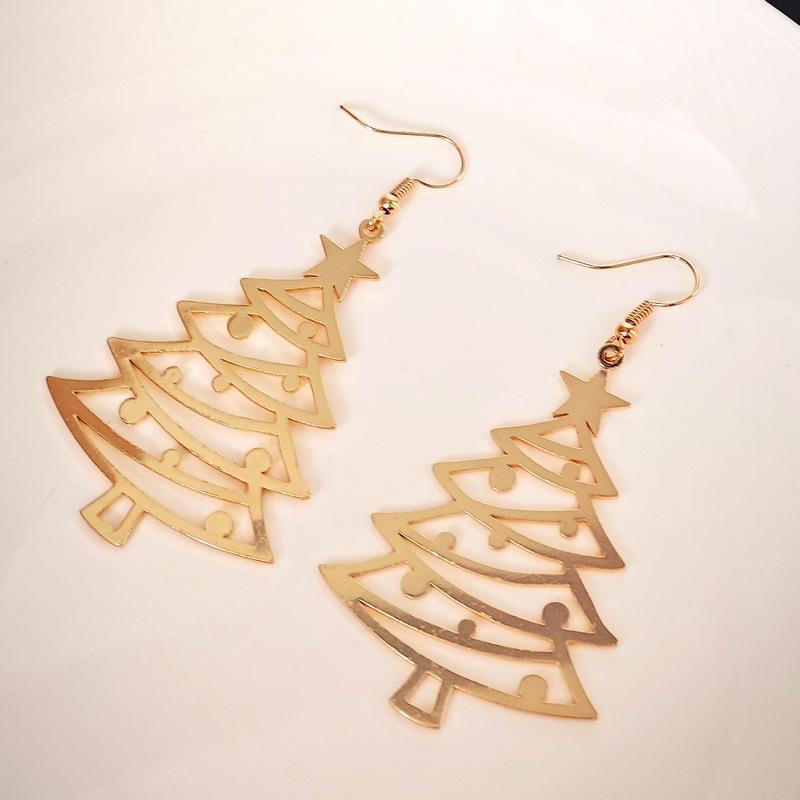 Europe and the United States popular fashion jewelry, niche design sense hollow Christmas tree earrings, creative Christmas earrings
