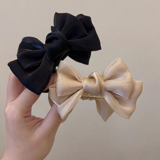 Женская заколка для волос с большим бантом, стильная однотонная заколка для волос в стиле принцессы с фиксацией волос