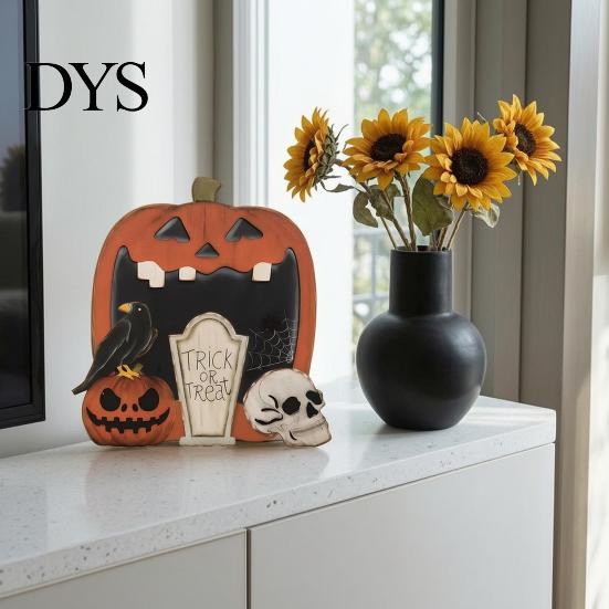 Праздничные украшения в деревенском стиле, Хэллоуин, деревянная тыква, череп, ворона, надгробие, ретро DIY centerpiece для стола, креативный раздельный набор для