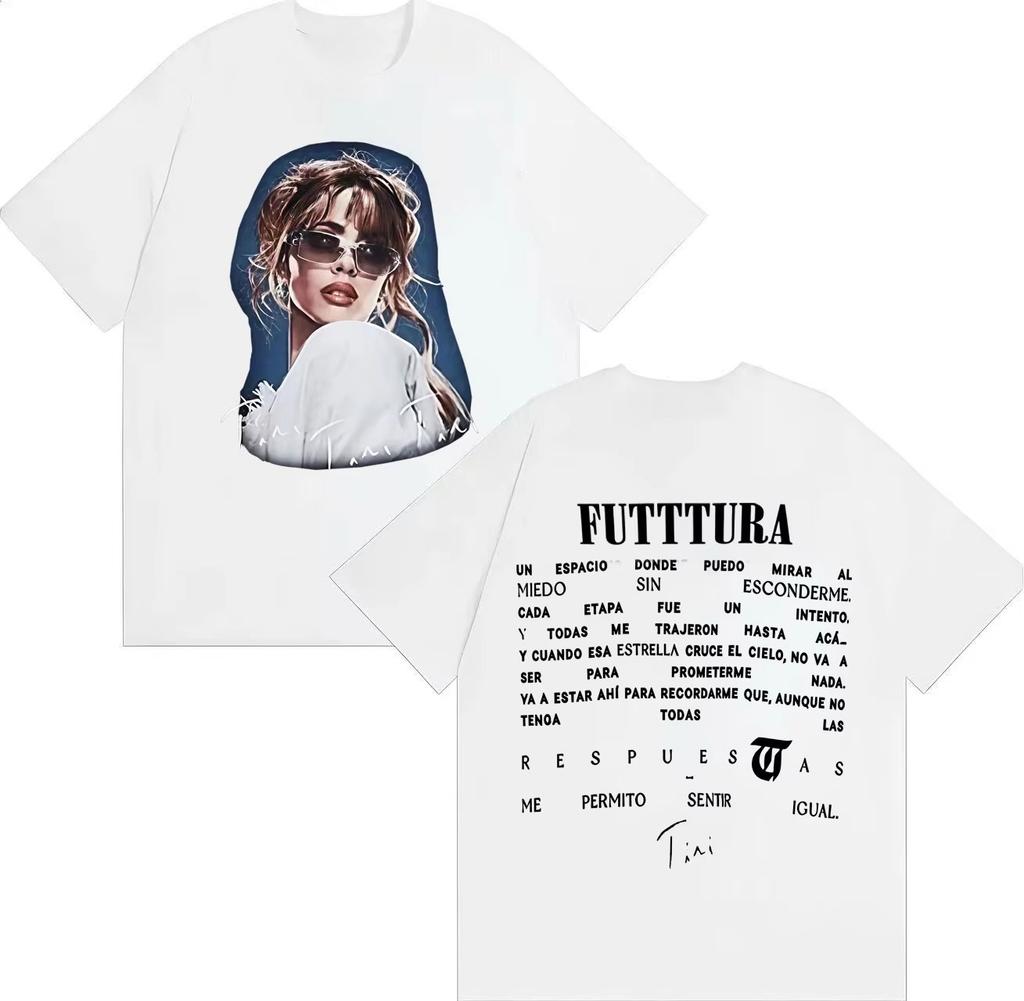 Summer Hit Singer TINI Futtturas Album Pop Music Gothic 2026 Spring summer Print Pure Cotton Fashion Casual Tshirt y2k ins