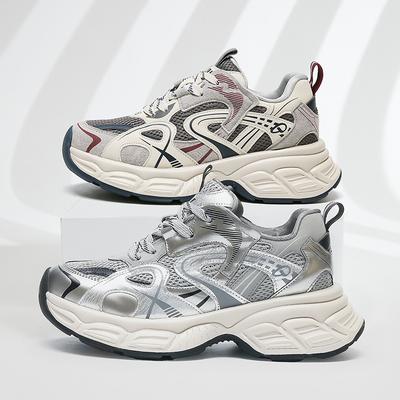 2025 ранняя весна новые папины кроссовки женские на толстой подошве легкие с мягкой подошвой ретро нескользящие увеличивающие рост дышащие спортивные и повседневные кроссовки женские