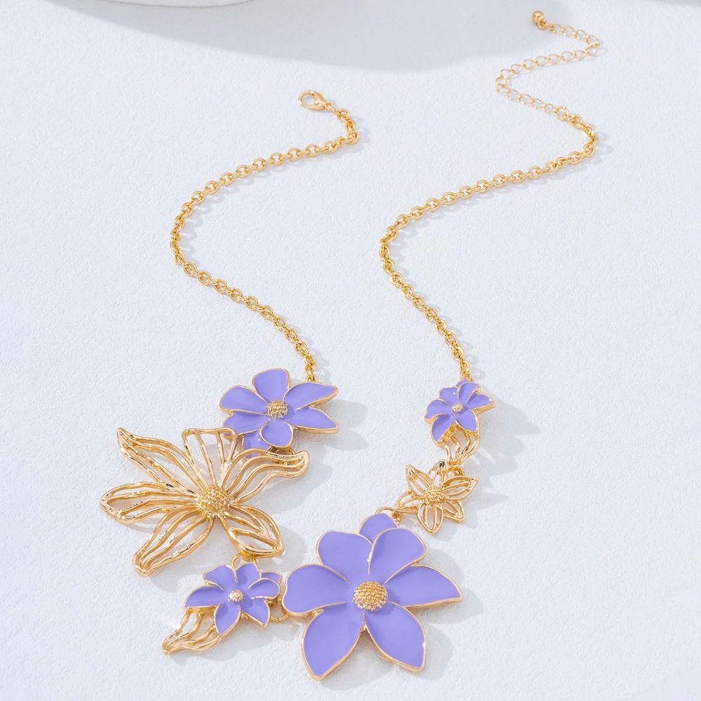 Irregular Flower Collarbone Chain Vintage Women Pendant Necklace Trendy Floral Necklace Girls