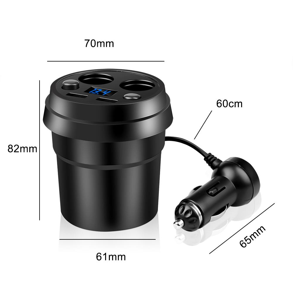 Car Charger Dual USB 3.1A Power Socket Cigarette Lighter Splitter Charger Cup Holder With Voltage LED Display Car Accessories For GPS DVR