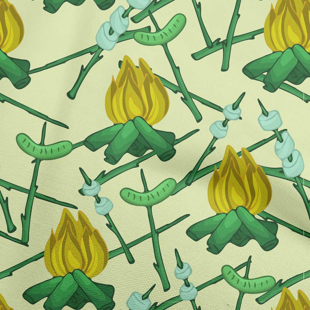 oneOone Cotton Flex Black Fabric Campfire Sewing Fabric By The Yard Printed Diy Clothing Sewing Supplies 40 Inch