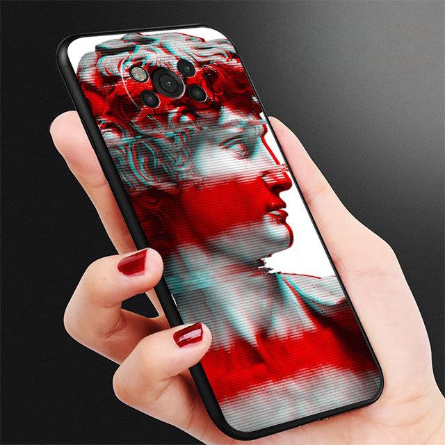 Эстетический чехол со статуей Микеланджело для телефона Samsung Galaxy M52 M23 M32 5g M31 M51 M22 M30s M33 M13 M12 M62, черный силиконовый чехол