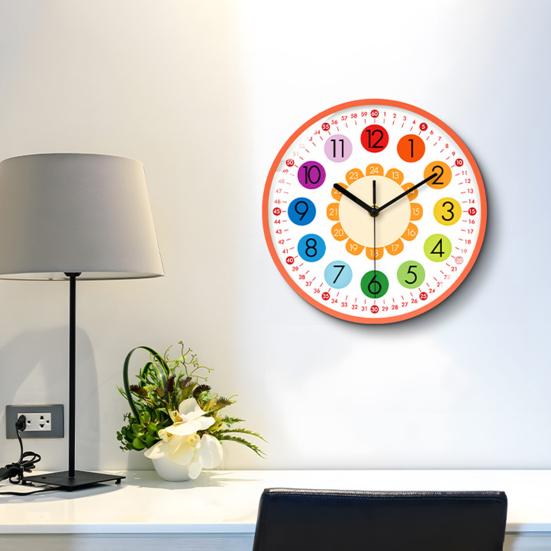 Настенные часы Научного дизайна Легко читаемые Бесшумные не тикающие Цветные часы на батарейках Классная комната Детский сад Время обучения Инструмент