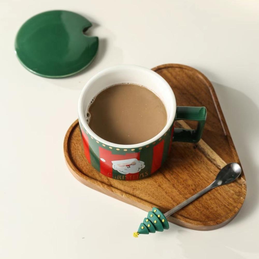 Кружка в скандинавском рождественском стиле, рождественская чашка, милая керамическая чашка с крышкой, ложка, кофейная чашка, подарочный сувенир