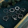 Fashion Hollow Butterfly Ring Set 9PCS Elegant Vintage Crystal Women Finger Cute Pearl Jewelry Wedding Party Gift