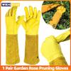 1Pair Garden Gloves Long Thorn Proof Rose Pruning Gauntlet Breathable Floral Labor Working Mitten Protection Elbow for Women Men